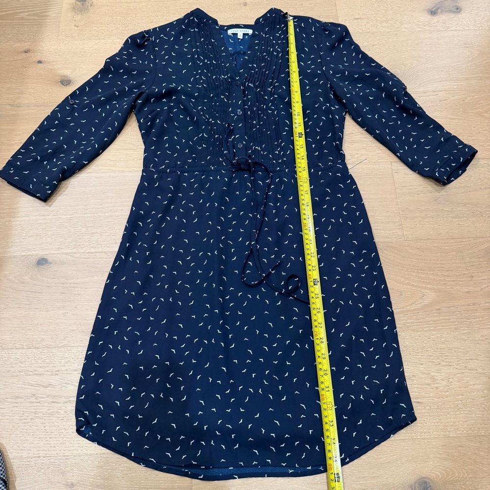 Your Story Navy Blue Dress with White Bird Pattern Small
